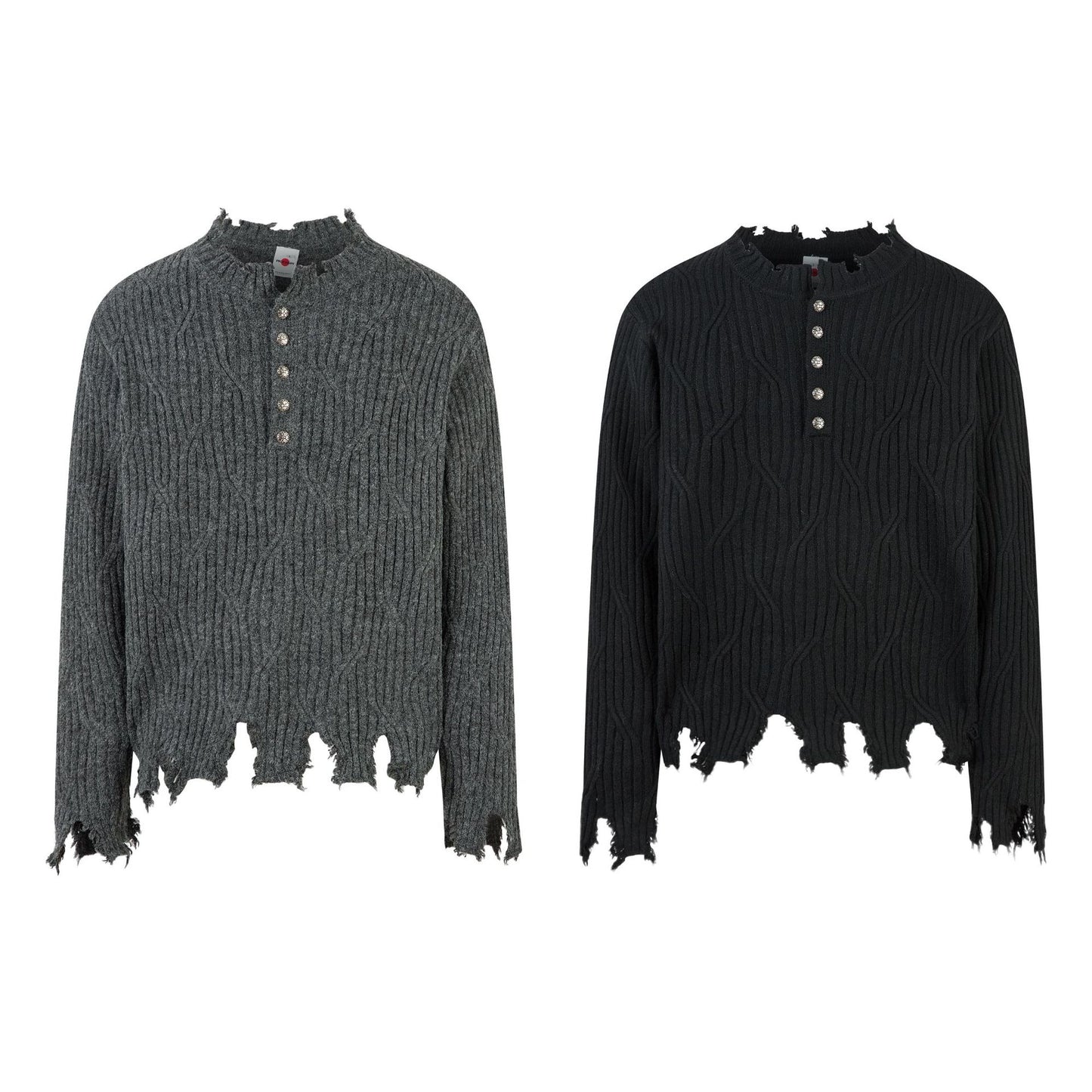 Frayed Hem Oversize Knit Sweater WN25934