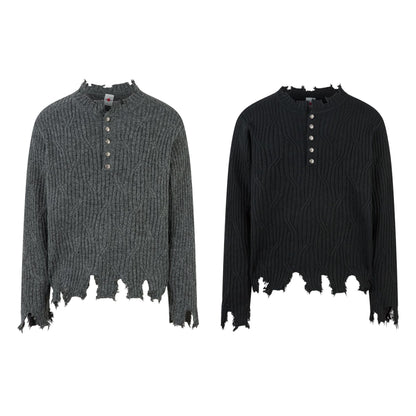 Frayed Hem Oversize Knit Sweater WN25934