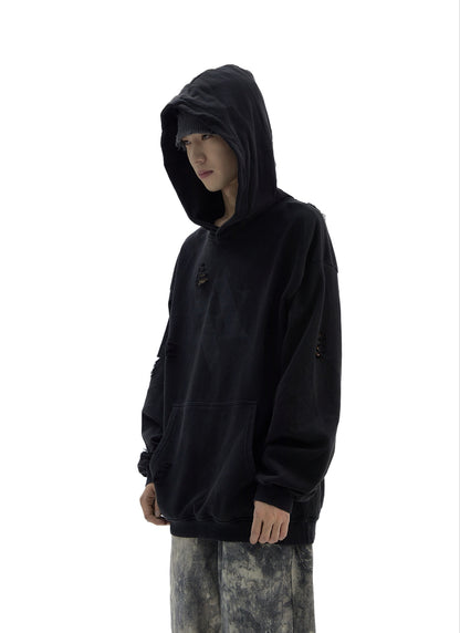 Oversize Print Damage Hoodie WN7508