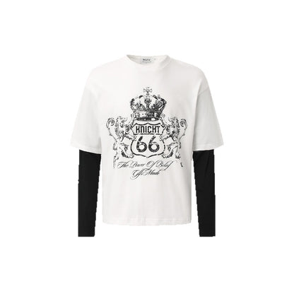 Fake Layered Crown Art Print Long Sleeve T-Shirt WN26513