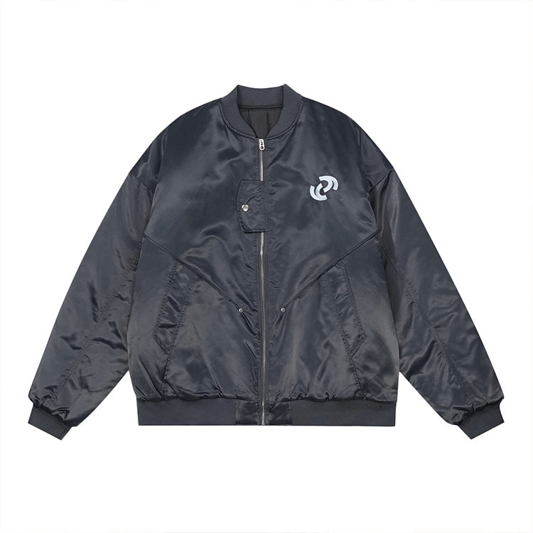 Embroidery Logo Patchwork Padded Flight Jacket WN12505