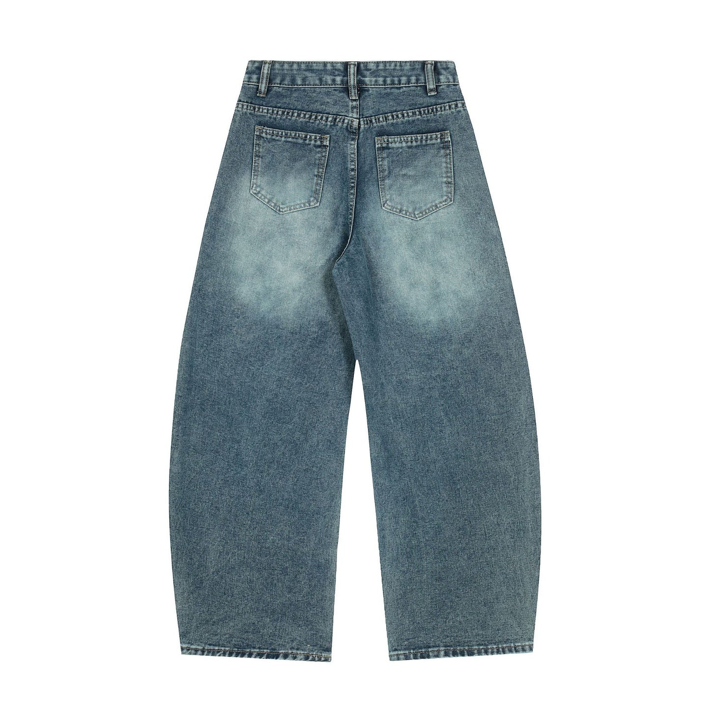Washed Star Applique Wide Leg Denim Jeans WN25451
