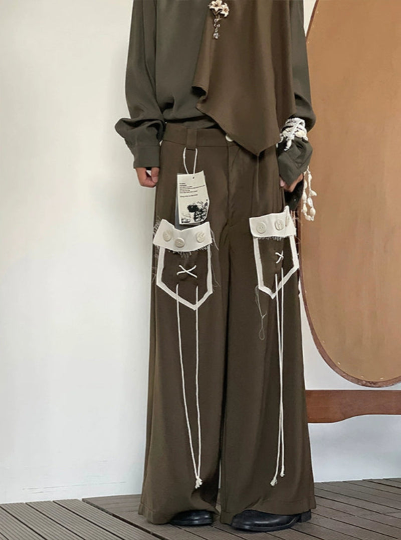 Fringe Draping Wide Leg Pants WN19971