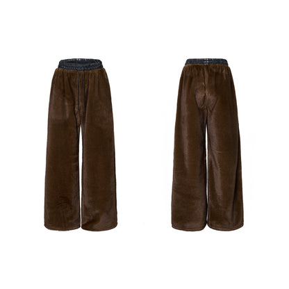 Reversible Fake Fur Stand Neck PU Leather Jacket & Pants Setup WN21827