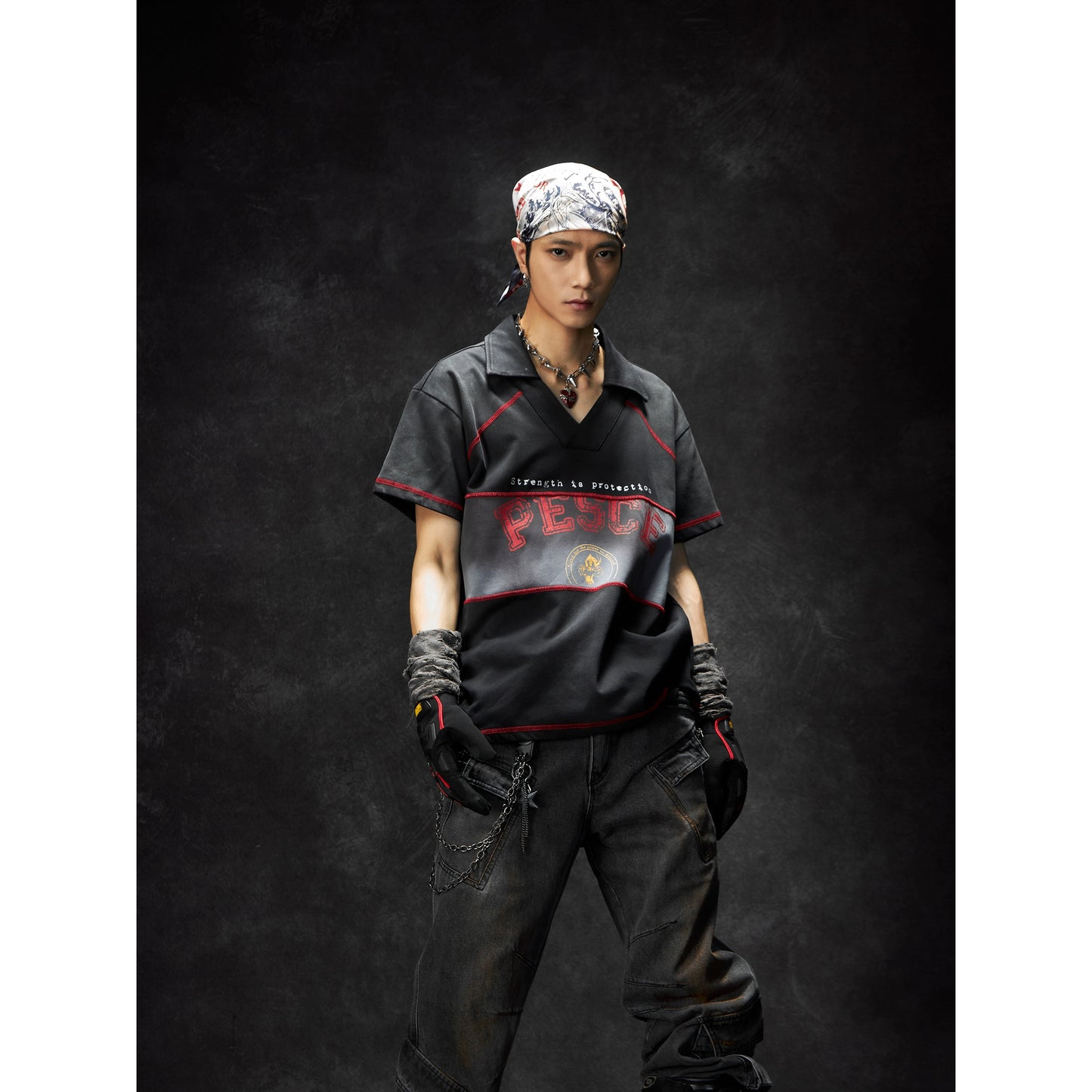 Washed Colorblock Graphic Print Short Sleeve T-Shirt WN18455