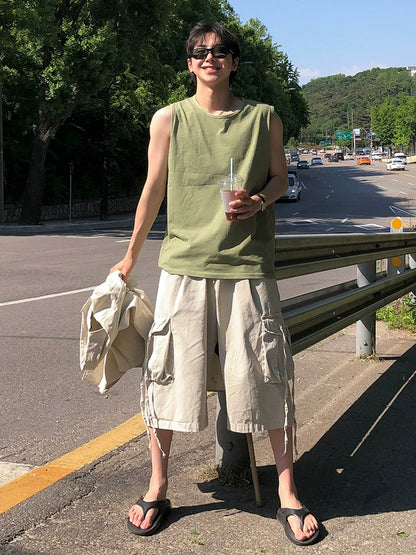 Simple Design Sleeveless T-Shirt WN20319