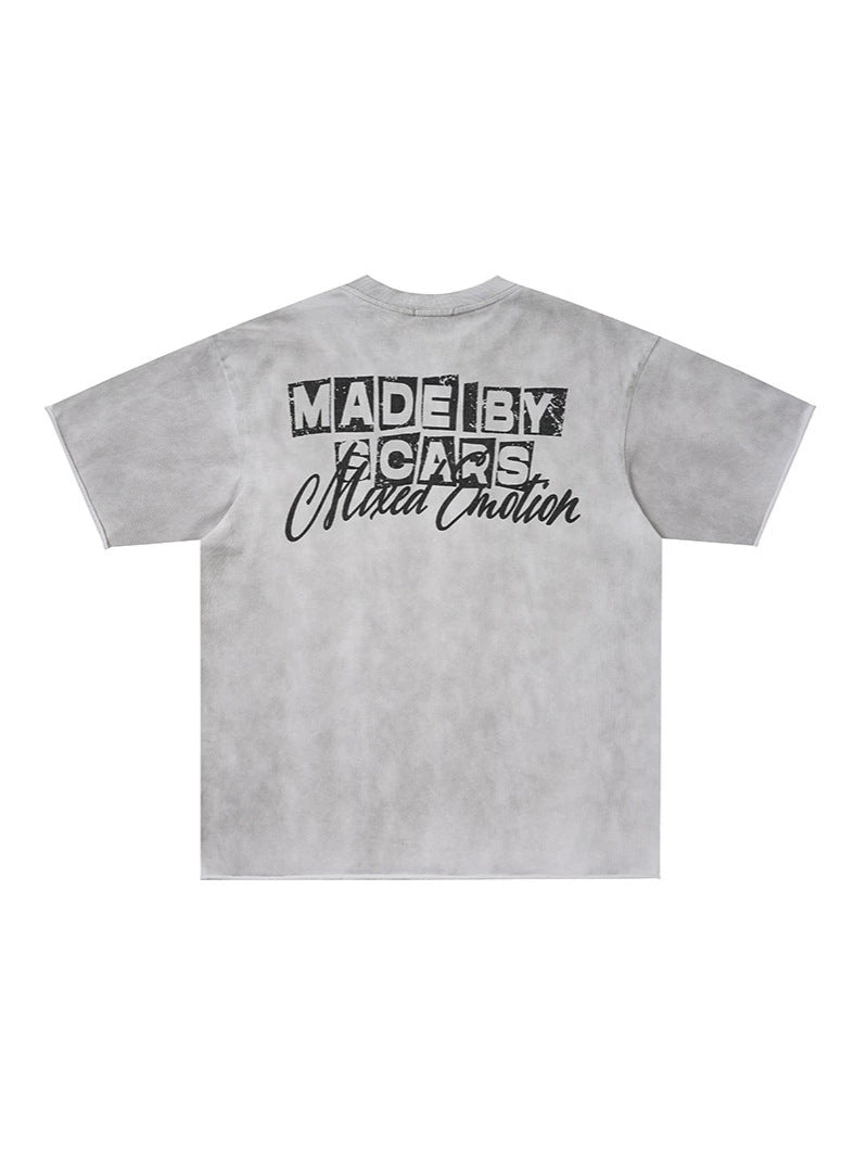 Washed Portrait Graphic Print Short Sleeve T-Shirt WN27803