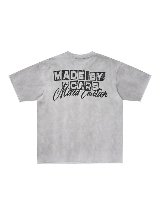 Washed Portrait Graphic Print Short Sleeve T-Shirt WN27803