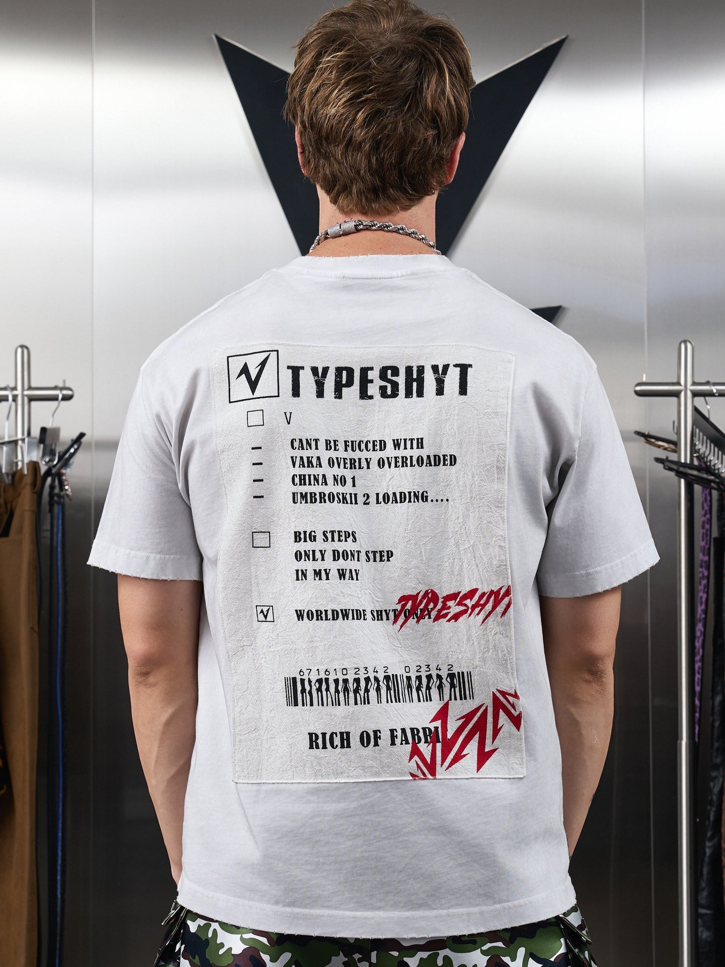 Applique Ink Print Short Sleeve T-Shirt WN20983