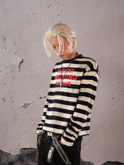 Stripe Letter Long Sleeve T-Shirt WN26612