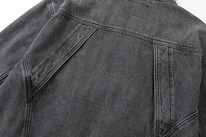 Washed Short Zipper Denim Jacket WN11291