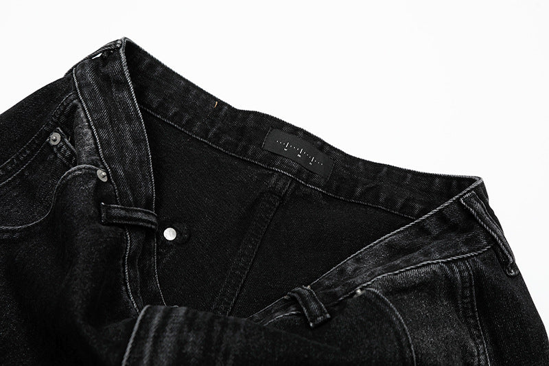 Graphic Design Wide-Leg Straight Denim Jeans WN18535