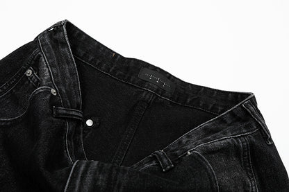 Graphic Design Wide-Leg Straight Denim Jeans WN18535