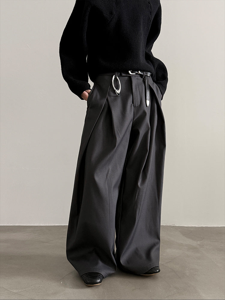 Heavyweight Pleats Wide-Leg Trousers WN15267