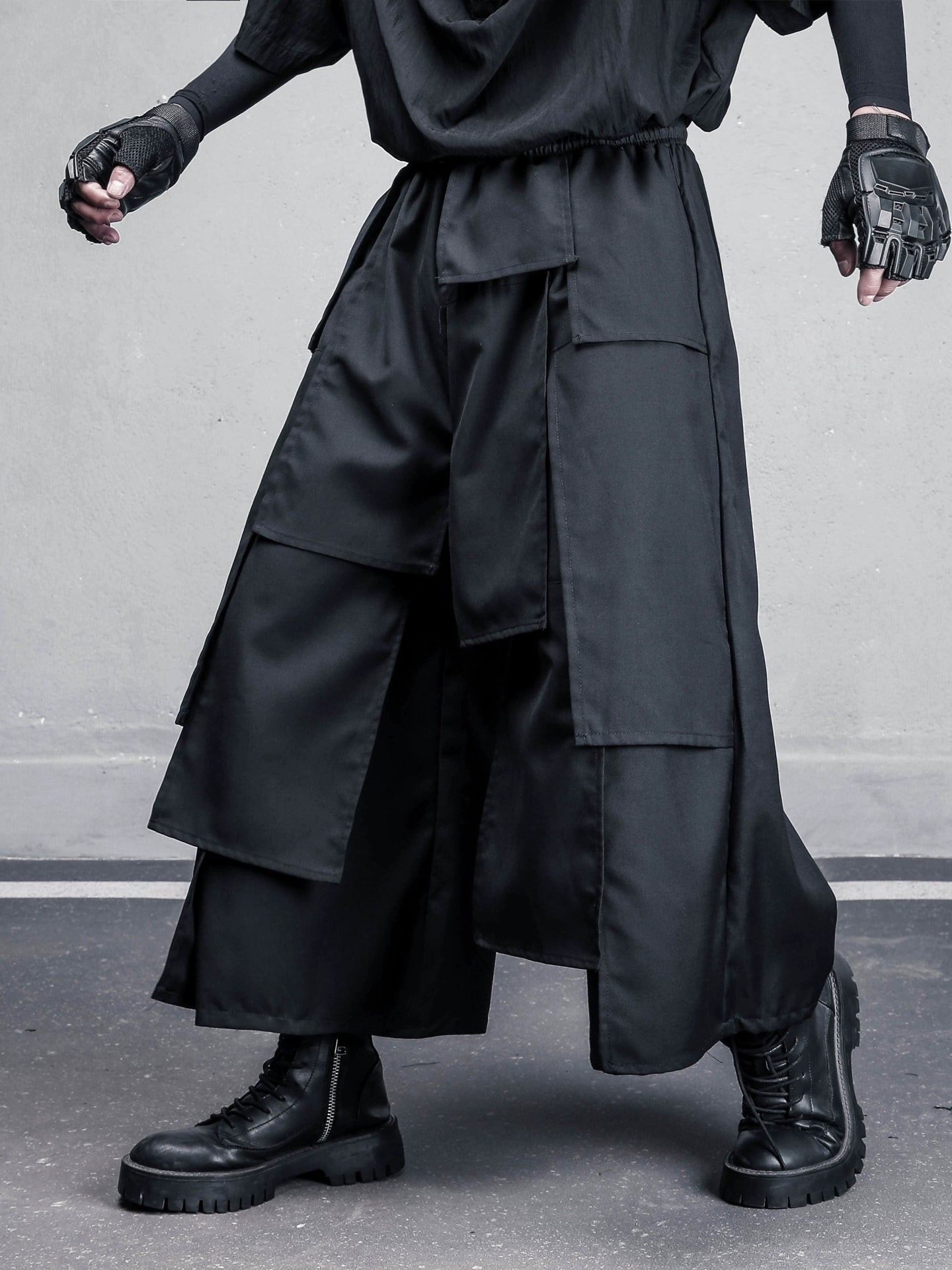 Deconstruct Mix Patchwork Cropped Wide Leg Pants WN22440