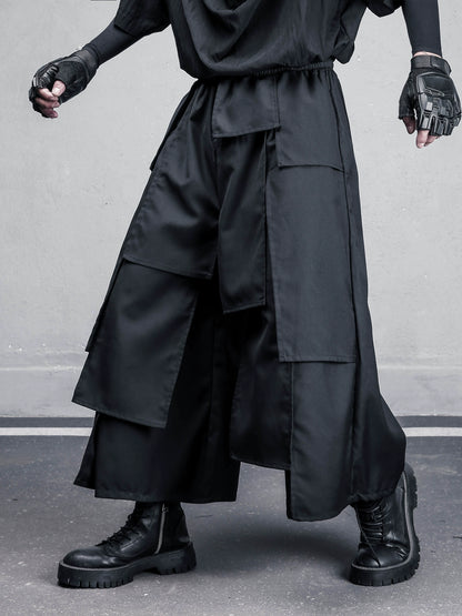 Deconstruct Mix Patchwork Cropped Wide Leg Pants WN22440