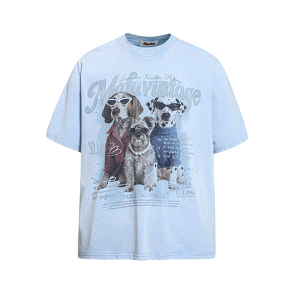 Washed Dog Graphic Cotton Oversize Short Sleeve T-Shirt WN25739