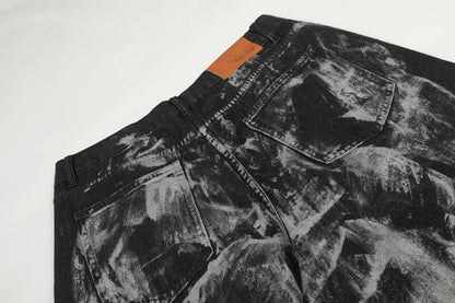 Paint Studs Curved Denim Jeans WN25499