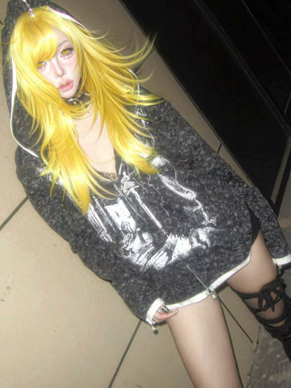 Graphic Art Print Zipper Hoodie WN20902