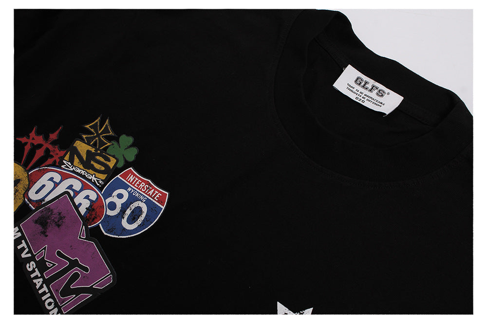 Gradient Letter Print Short Sleeve T-Shirt WN26474