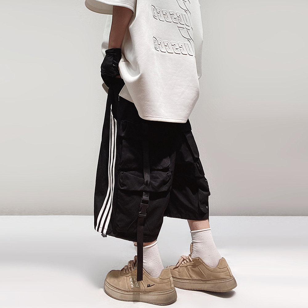 Pocket Design Wide-leg Cropped Cargo Pants WN23660-K