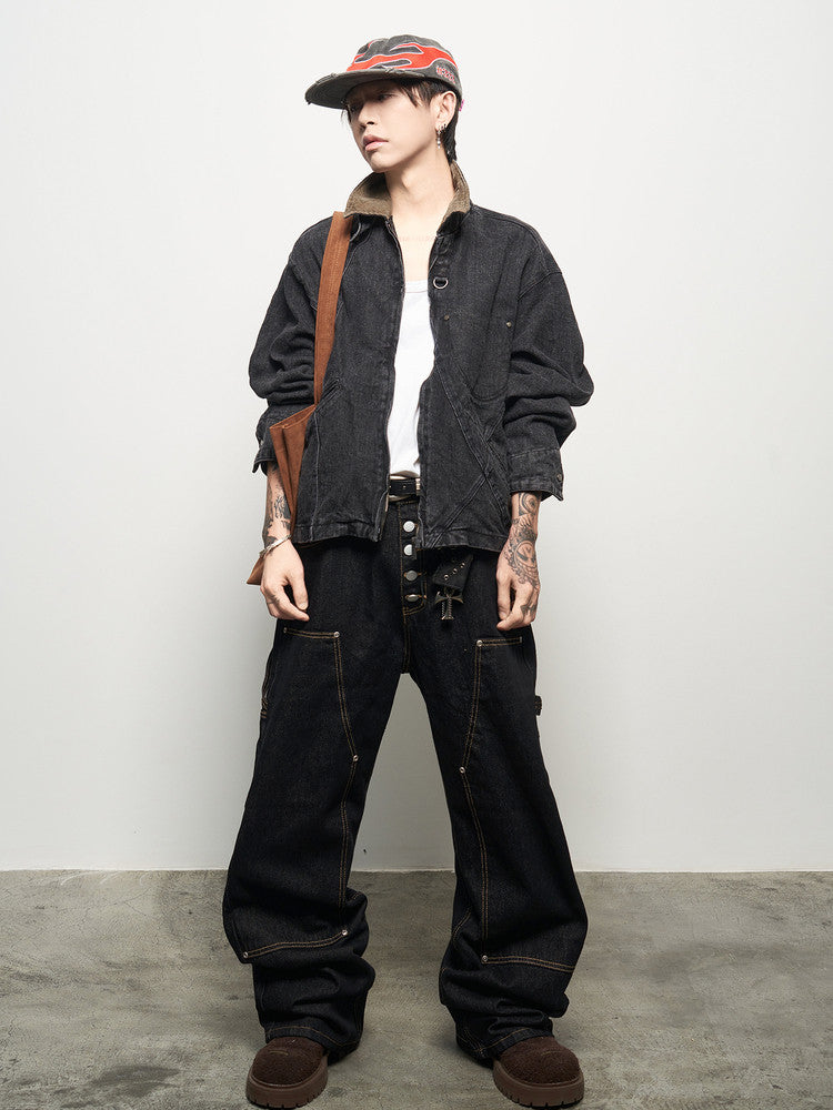 Washed Corduroy Patchwork Denim Jacket WN22937