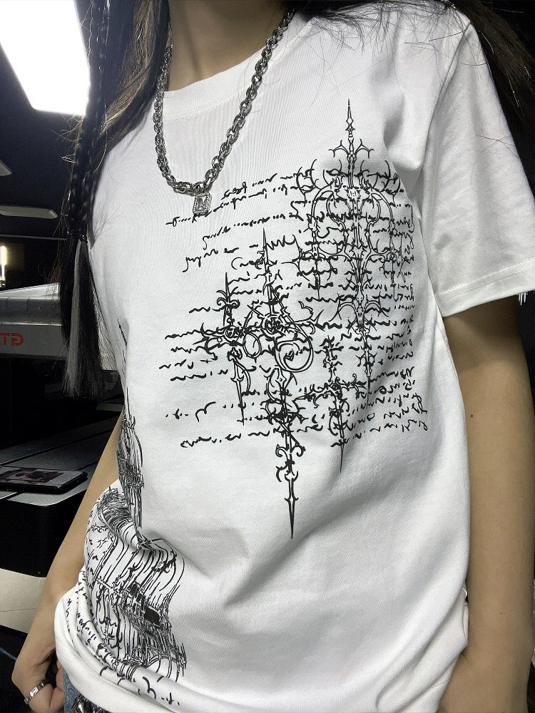 Graphic Design Oversize Short Sleeve T-Shirt WN16736