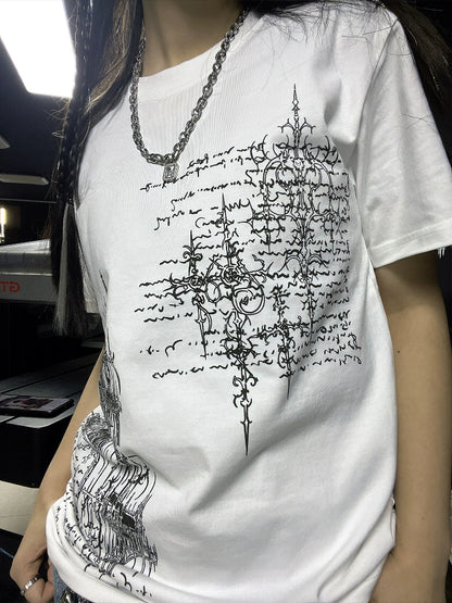 Graphic Design Oversize Short Sleeve T-Shirt WN16736