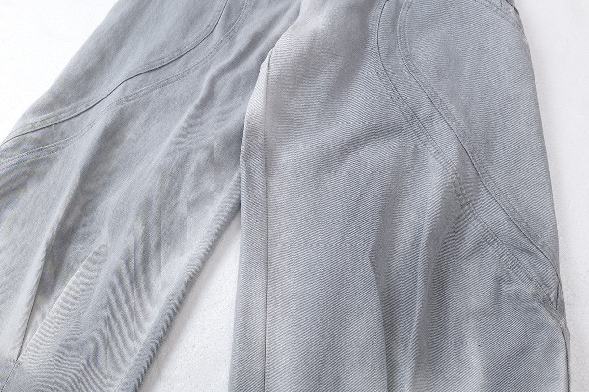 Washed Deconstructed Wide Leg Pants WN23036