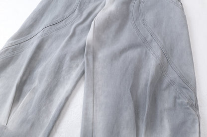 Washed Deconstructed Wide Leg Pants WN23036