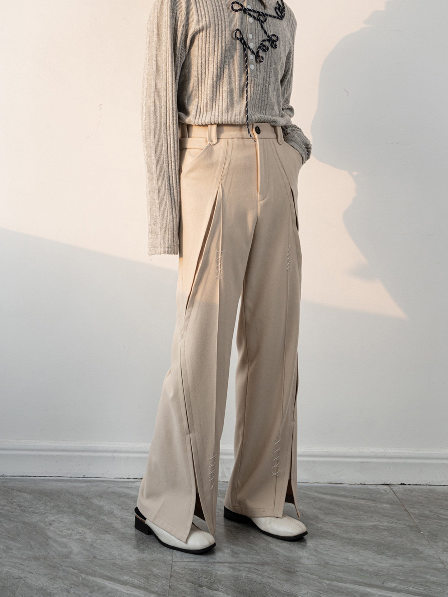 Front Slit Seam Design Flare Trousers WN23631