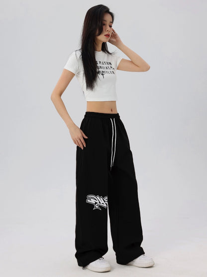 Graphic Letter Design Wide Leg SSweatpants WN17202