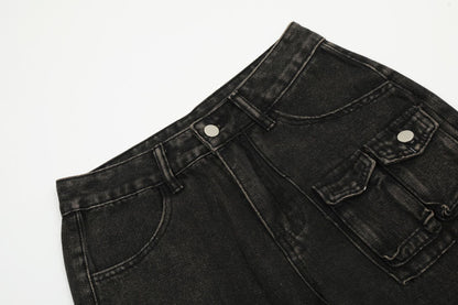 Damage Wide Leg Denim Jeans WN11006