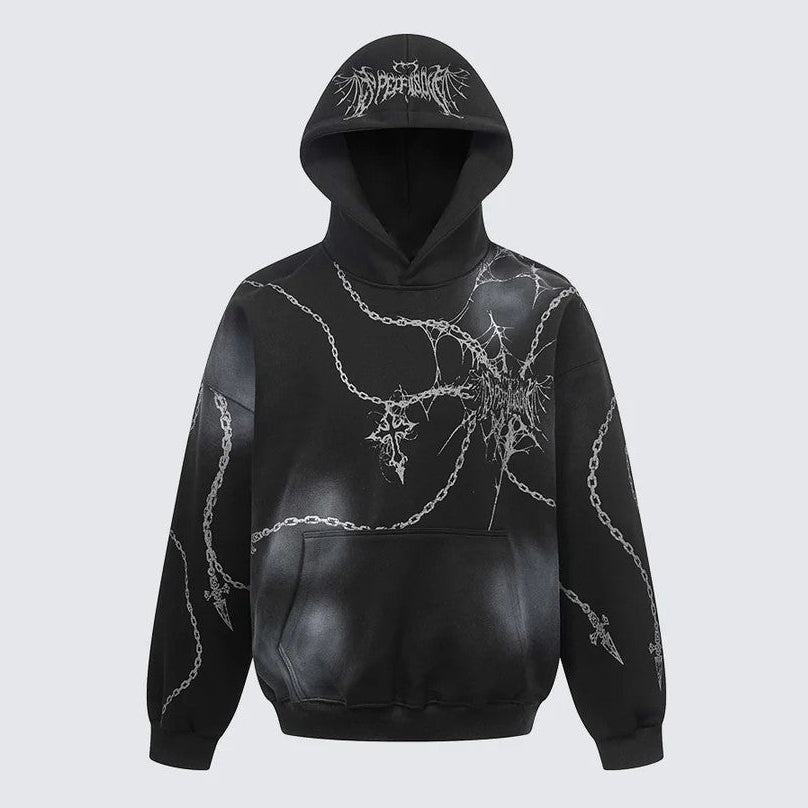 Cross Chain Print Pullover Hoodie WN27942