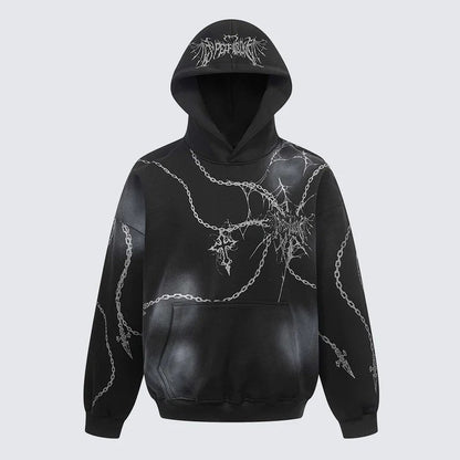 Cross Chain Print Pullover Hoodie WN27942