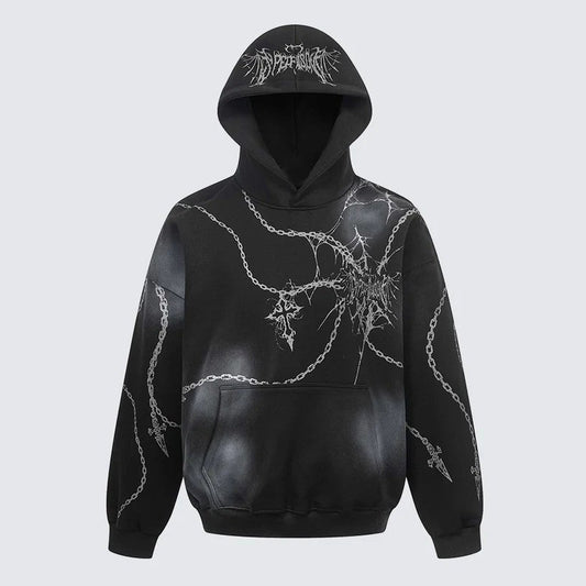 Cross Chain Print Pullover Hoodie WN27942