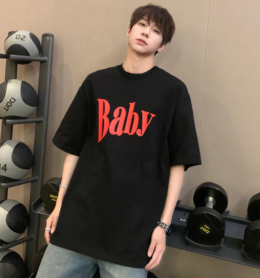 Heavyweight Letter Print Oversize Short Sleeve T-Shirt WN25277
