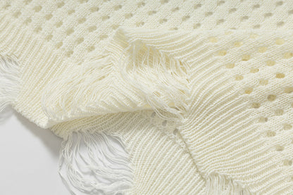 Mesh Damage Design Knit Vest WN25757
