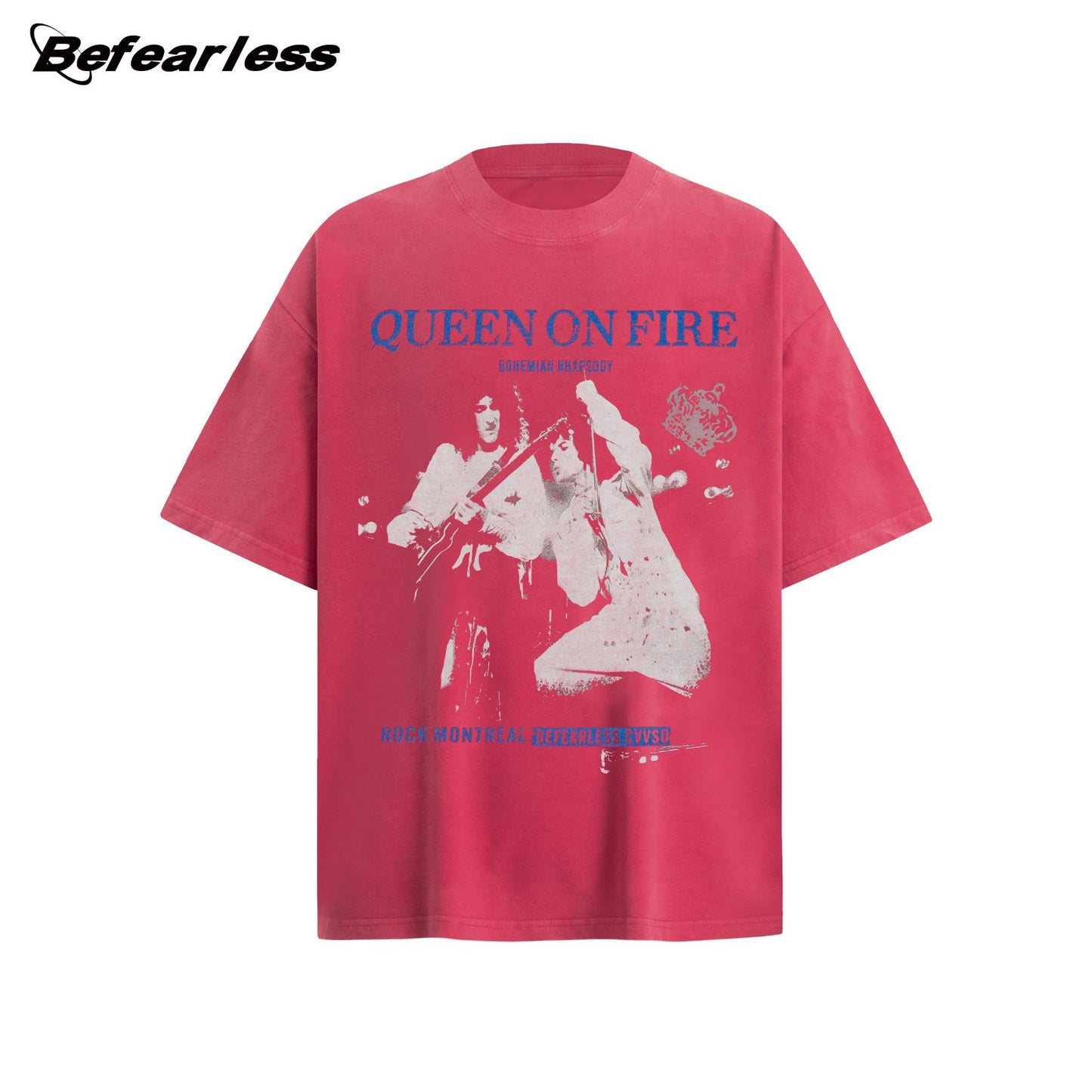 Washed Band Print Oversize Short Sleeve T-Shirt WN26403