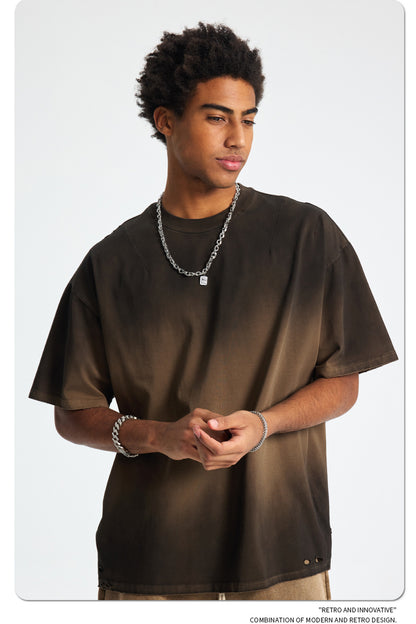 Spray Dye Washed Damage Short Sleeve T-Shirt WN16276