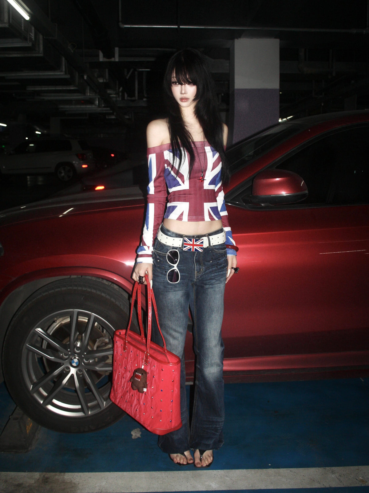 Washed Whisker Flare Denim Jeans WN27225