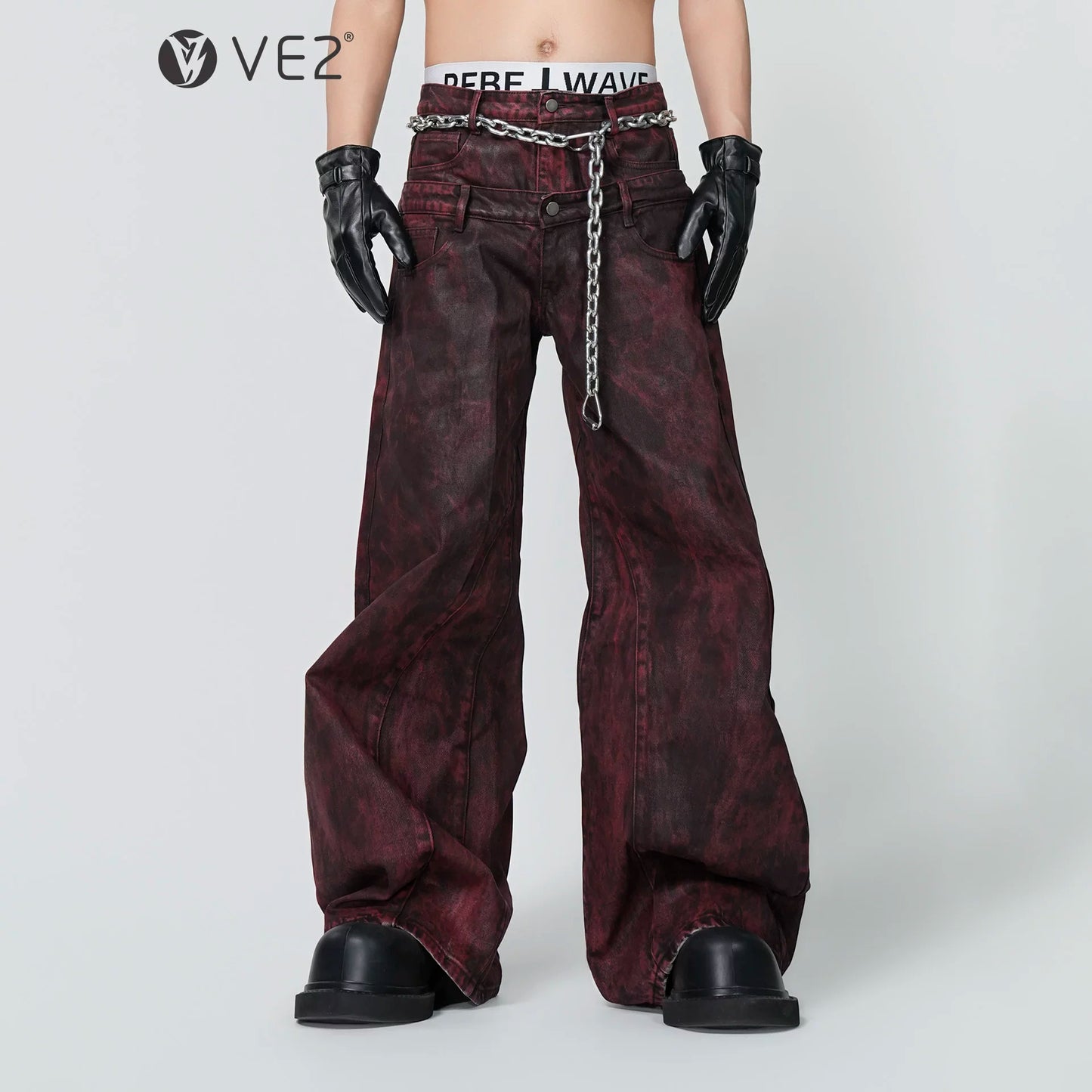 Wax Coated Short Denim Jacket & Wax Coated Wide Leg Denim Jeans Setup WN24305
