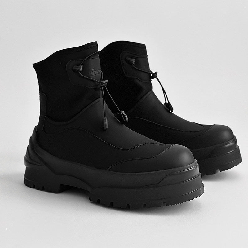 Matte Black Techwear Chunky Boots WN24499