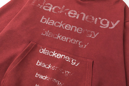 Washed Letter Print Hoodie WN25506