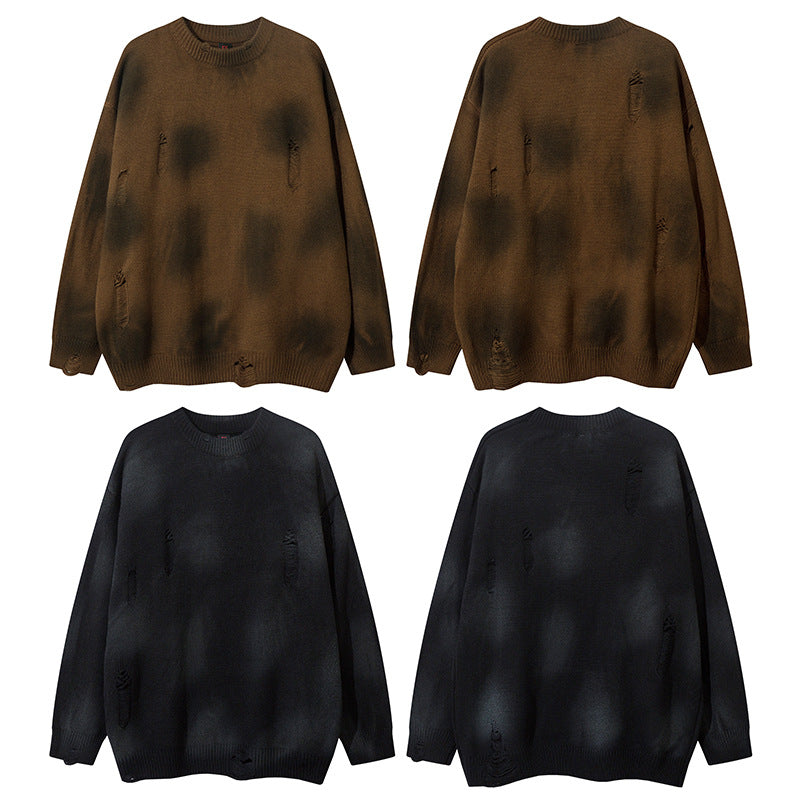 Spray Paint Damage Oversize Knit Sweater WN11431