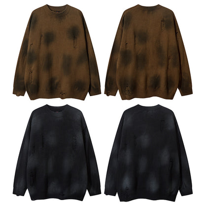 Spray Paint Damage Oversize Knit Sweater WN11431