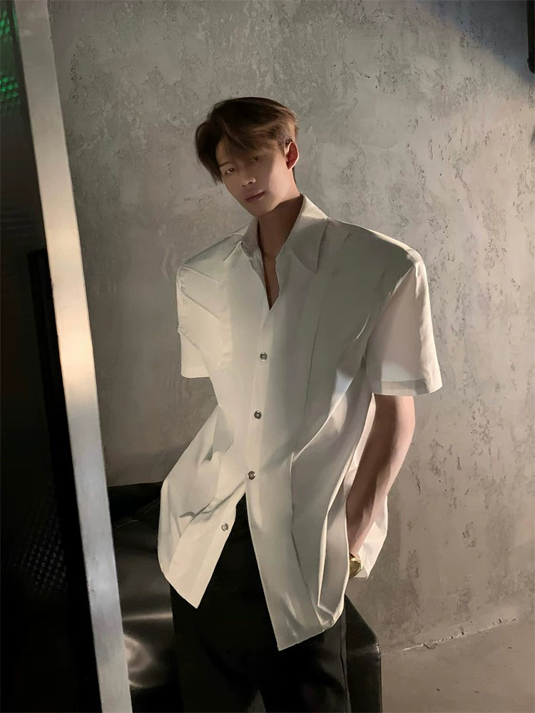 Deconstructed Shoulder-Pad Short Sleeve Shirt WN20060