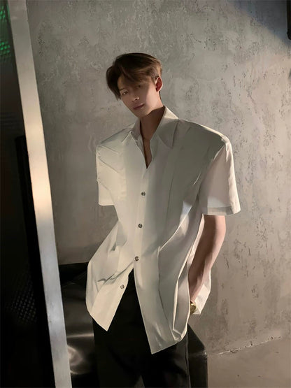 Deconstructed Shoulder-Pad Short Sleeve Shirt WN20060