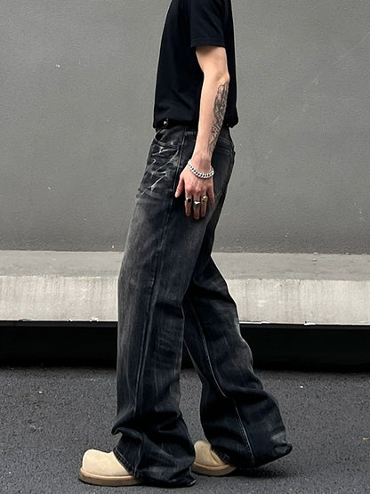 Washed Flare Denim Jeans WN19435