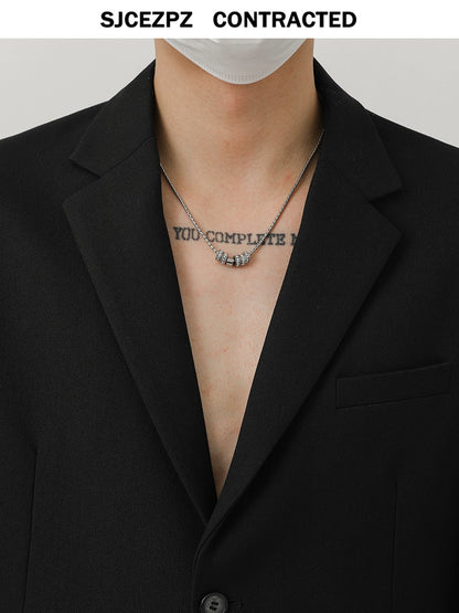 Titanium Steel Rhinestone Circle Necklace WN21263